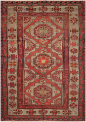 320x165 cm Anatolian Kilim Sumak Tribal Wool Rug Handmade Red Grey - Rugoutlet