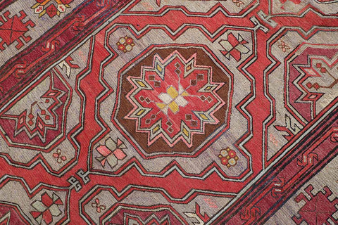 320x165 cm Anatolian Kilim Sumak Tribal Wool Rug Handmade Red Grey - Rugoutlet