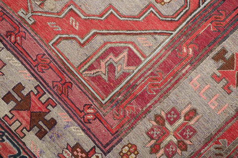 320x165 cm Anatolian Kilim Sumak Tribal Wool Rug Handmade Red Grey - Rugoutlet