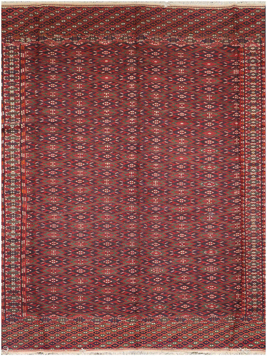342x199 cm Antique Afghan Fine Sumak Tribal Wool Rug Handmade Maroon