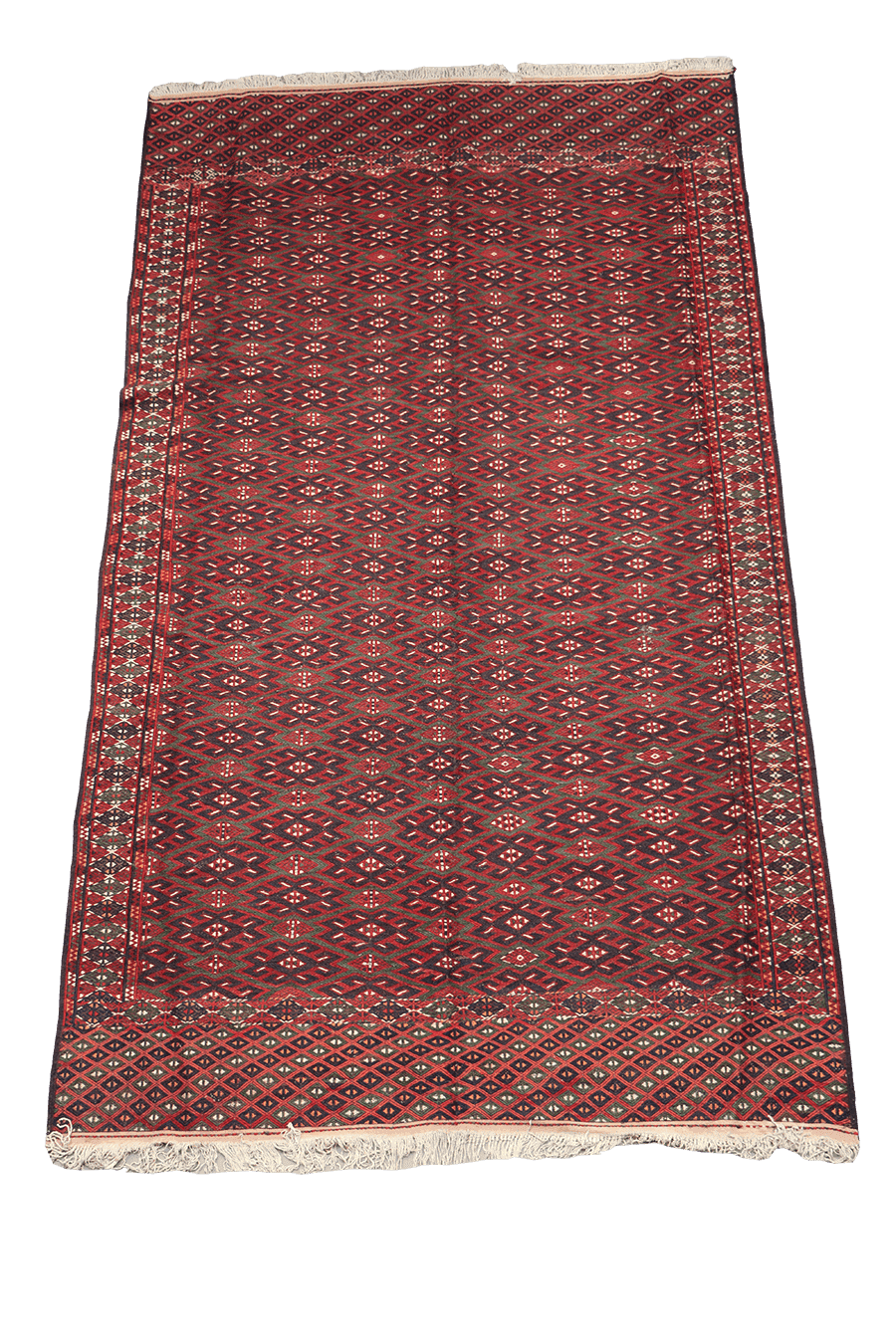 342x199 cm Antique Afghan Fine Sumak Tribal Wool Rug Handmade Maroon - Rugoutlet