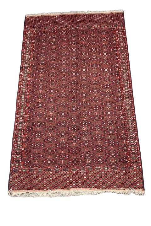 342x199 cm Antique Afghan Fine Sumak Tribal Wool Rug Handmade Maroon - Rugoutlet