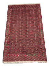 342x199 cm Antique Afghan Fine Sumak Tribal Wool Rug Handmade Maroon - Rugoutlet