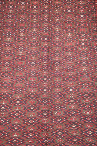 342x199 cm Antique Afghan Fine Sumak Tribal Wool Rug Handmade Maroon - Rugoutlet