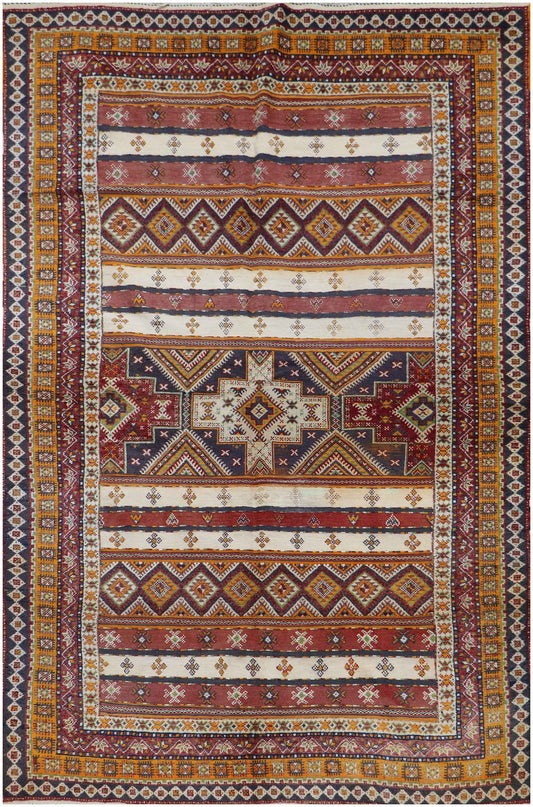 320x190 cm Morrocan Kilim Tribal Wool Rug Handmade Multi-Coloured
