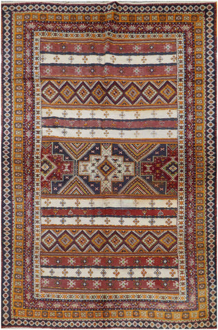 320x190 cm Morrocan Kilim Tribal Wool Rug Handmade Multi-Coloured - Rugoutlet