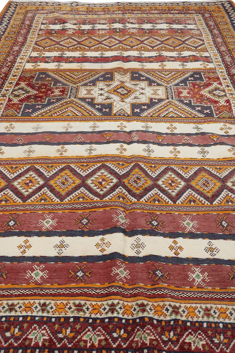 320x190 cm Morrocan Kilim Tribal Wool Rug Handmade Multi-Coloured - Rugoutlet