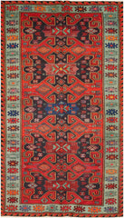 323x168 cm Anatolian Kilim Sumak Tribal Wool Rug Handmade Orange - Rugoutlet