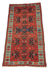 323x168 cm Anatolian Kilim Sumak Tribal Wool Rug Handmade Orange - Rugoutlet