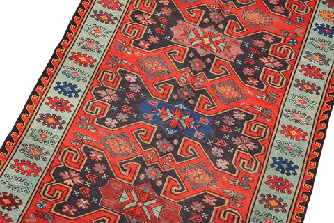 323x168 cm Anatolian Kilim Sumak Tribal Wool Rug Handmade Orange - Rugoutlet