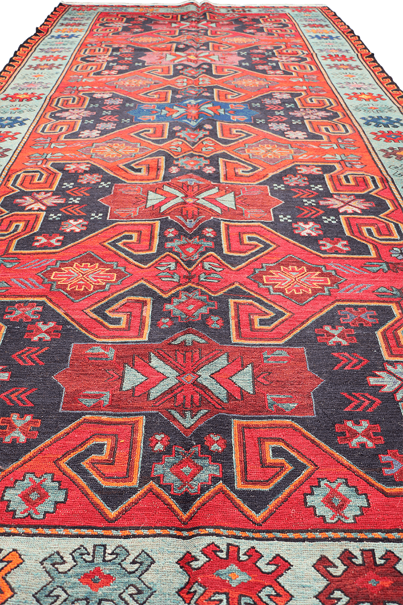 323x168 cm Anatolian Kilim Sumak Tribal Wool Rug Handmade Orange - Rugoutlet