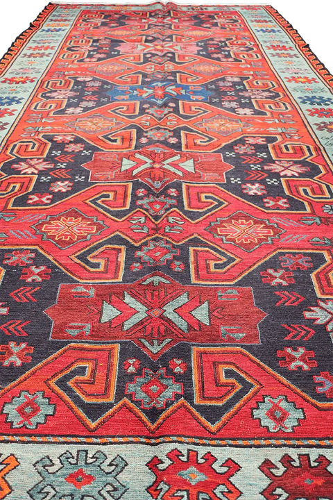 323x168 cm Anatolian Kilim Sumak Tribal Wool Rug Handmade Orange - Rugoutlet