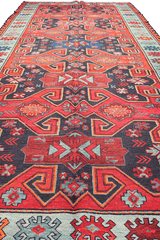 323x168 cm Anatolian Kilim Sumak Tribal Wool Rug Handmade Orange - Rugoutlet