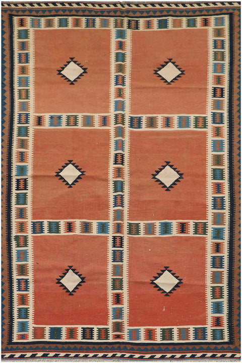 203x303 cm Qashqai Tribal Kilim Tribal Wool Rug Handmade Mustard - Rugoutlet