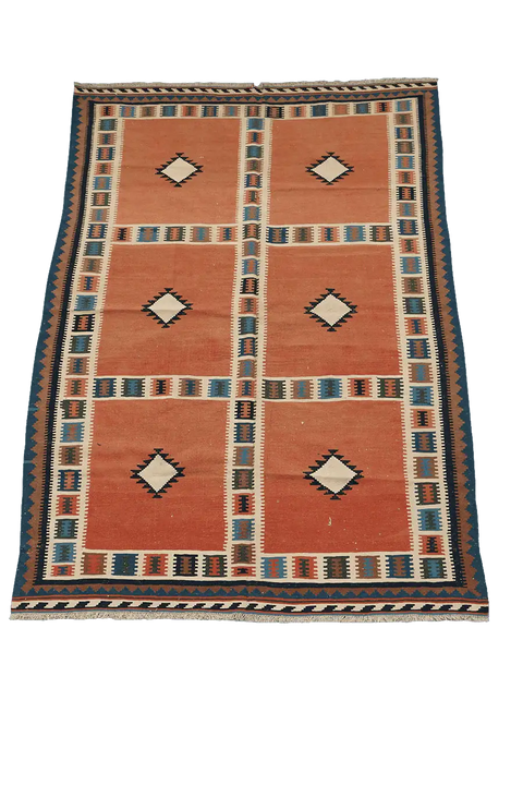 203x303 cm Qashqai Tribal Kilim Tribal Wool Rug Handmade Mustard - Rugoutlet