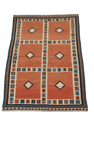 203x303 cm Qashqai Tribal Kilim Tribal Wool Rug Handmade Mustard - Rugoutlet