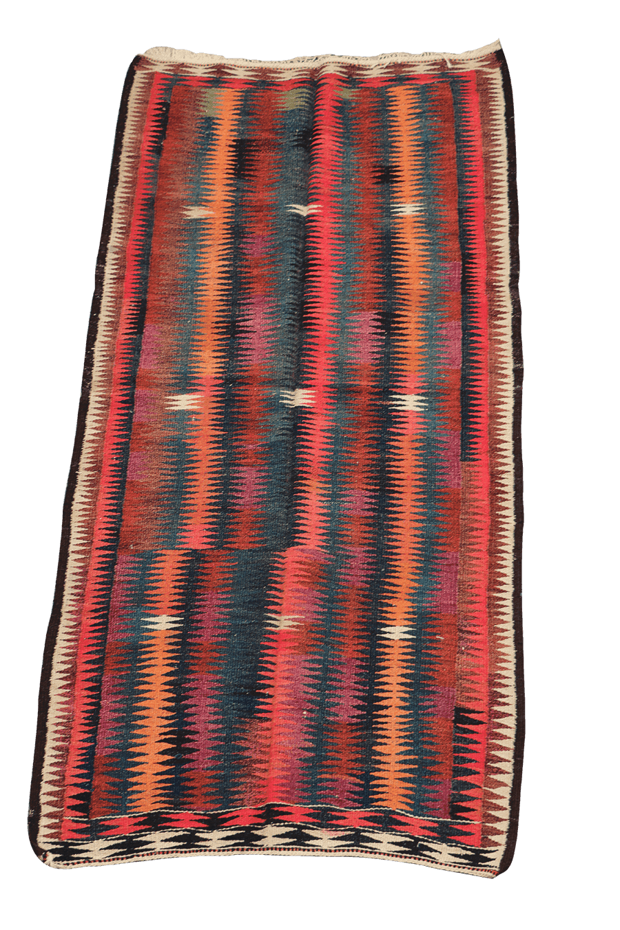 134x288 cm Antique Lorestan Kilim Tribal Wool Rug Handmade Multi-Coloured - Rugoutlet