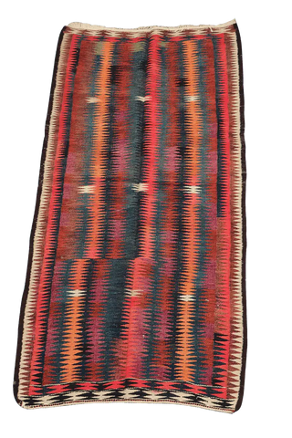134x288 cm Antique Lorestan Kilim Tribal Wool Rug Handmade Multi-Coloured - Rugoutlet