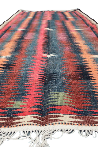 134x288 cm Antique Lorestan Kilim Tribal Wool Rug Handmade Multi-Coloured - Rugoutlet