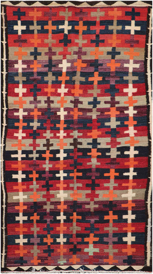 280x145 cm Antique Tribal Kilim Wool Rug Handmade Multi-Coloured