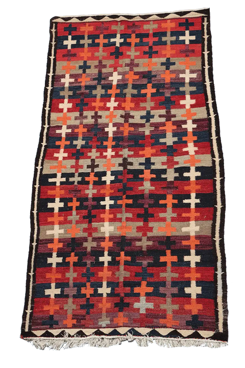 280x145 cm Antique Tribal Kilim Wool Rug Handmade Multi-Coloured - Rugoutlet