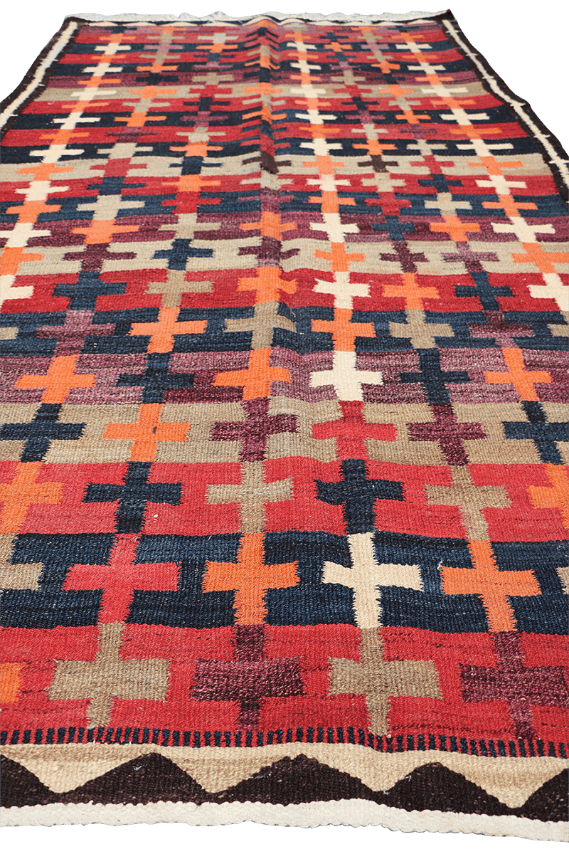 280x145 cm Antique Tribal Kilim Wool Rug Handmade Multi-Coloured - Rugoutlet