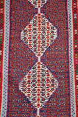 295x92 cm Fine Kilim Senneh Tribal Wool Rug Handmade Maroon - Rugoutlet