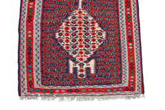 295x92 cm Fine Kilim Senneh Tribal Wool Rug Handmade Maroon - Rugoutlet