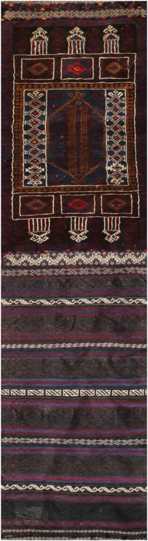 115x65 cm Afghan Rug Kilim Tribal Wool Rug Handmade Maroon - Rugoutlet