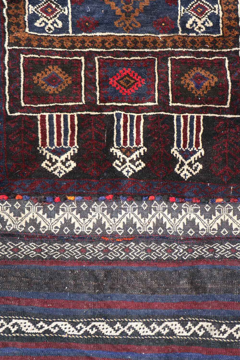 115x65 cm Afghan Rug Kilim Tribal Wool Rug Handmade Maroon - Rugoutlet