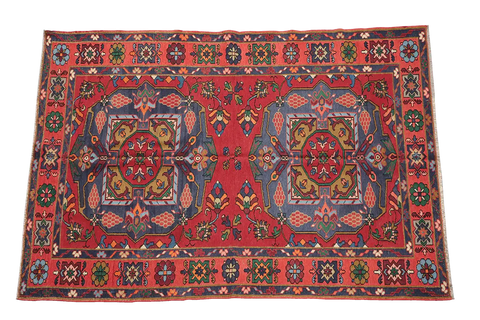 242x160 cm Antique Turkish Kilim Sumak Tribal Wool Rug Handmade Red - Rugoutlet