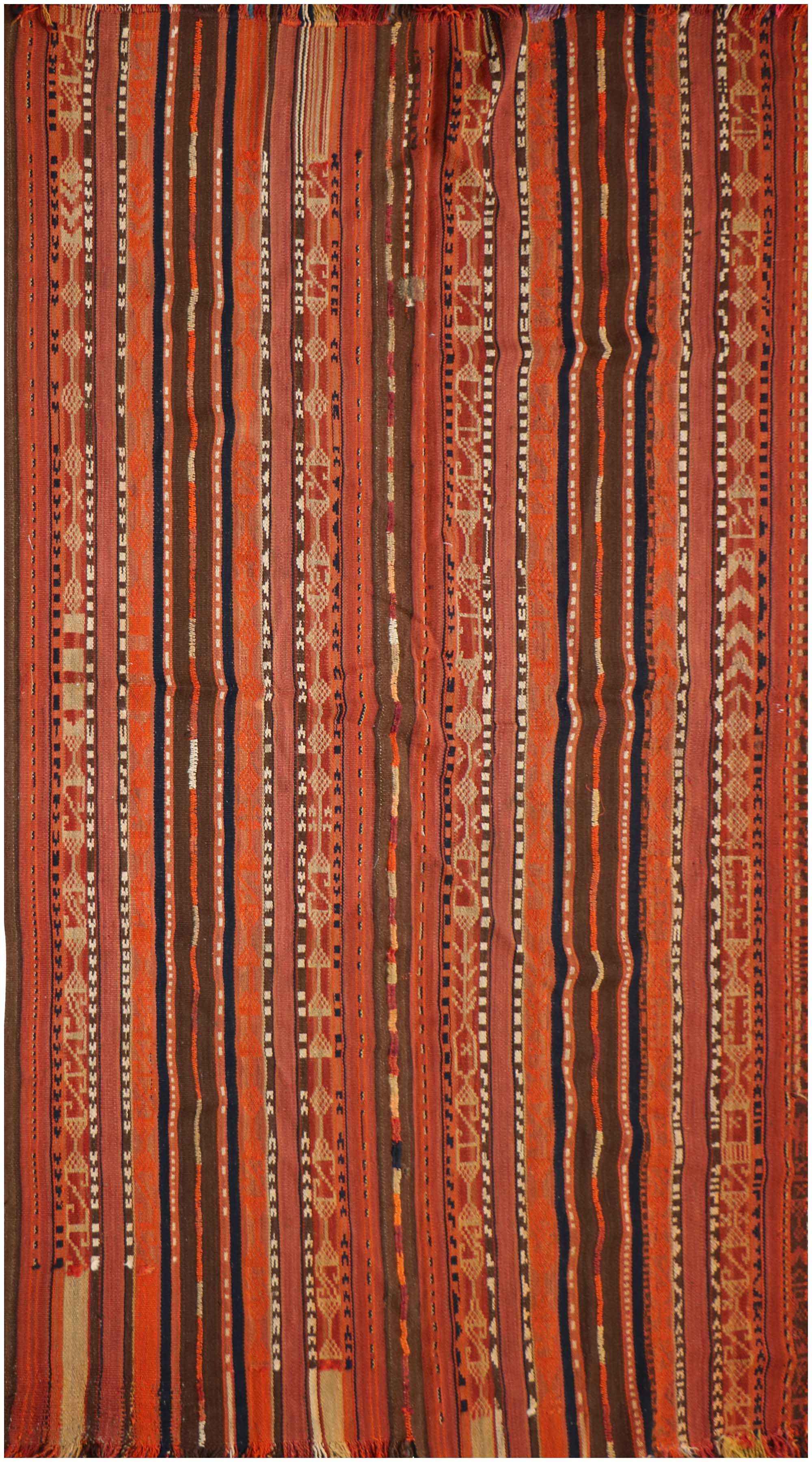 262x162 cm Qashqai Kilim jajim Tribal Wool Rug Handmade Orange - Rugoutlet