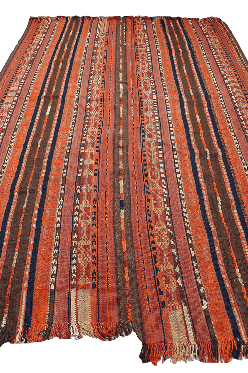 262x162 cm Qashqai Kilim jajim Tribal Wool Rug Handmade Orange - Rugoutlet