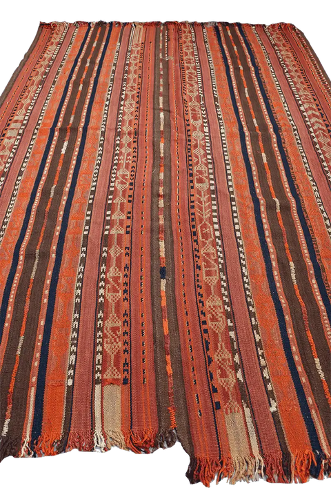 262x162 cm Qashqai Kilim jajim Tribal Wool Rug Handmade Orange - Rugoutlet