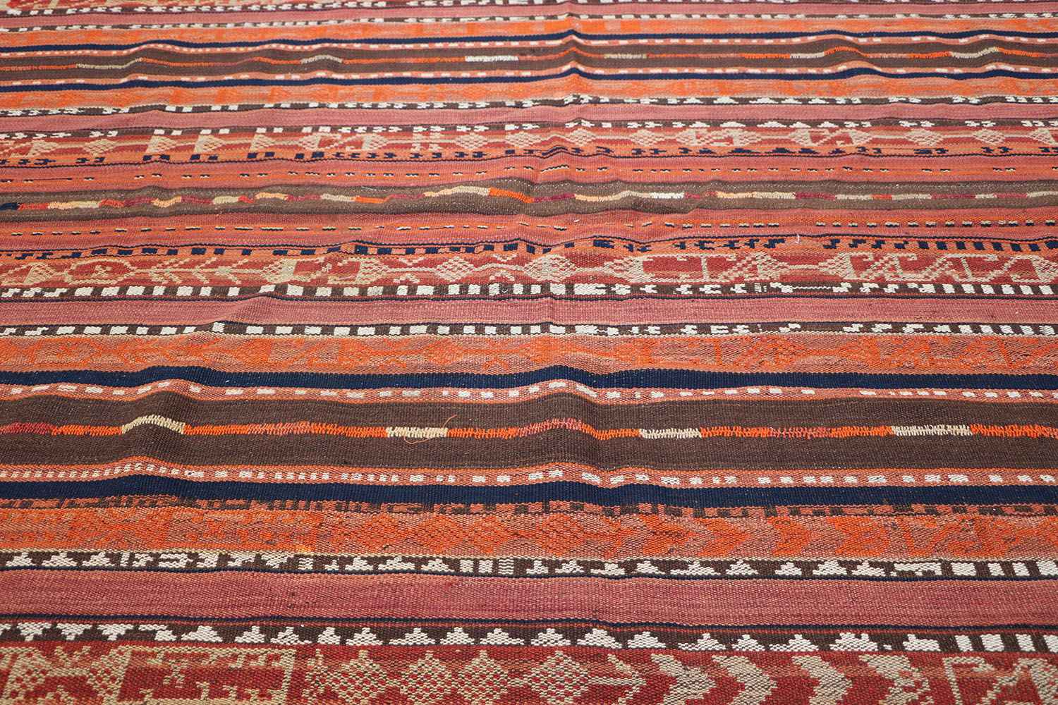 262x162 cm Qashqai Kilim jajim Tribal Wool Rug Handmade Orange - Rugoutlet