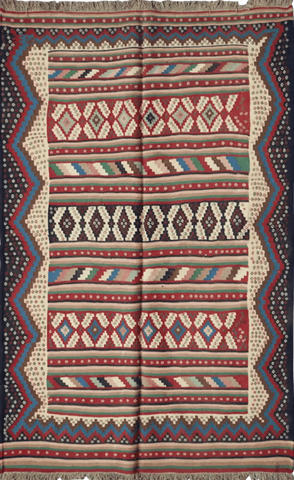 Qashqai Kilim Tribal Wool Rug 220 x 146 cm (7.22 x 4.79 ft)