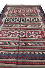 220x146 cm Qashqai Kilim Tribal Wool Rug Handmade Multi-Coloured - Rugoutlet