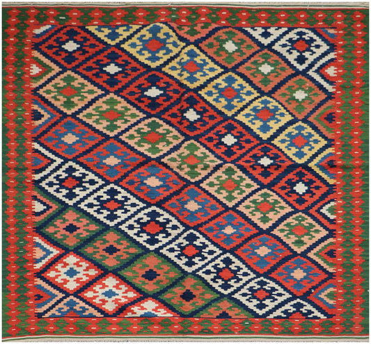 199x157 cm Persian Kilim Tribal Wool Rugs Handmade Multi-Coloured