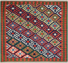 199x157 cm Persian Kilim Tribal Wool Rugs Handmade Multi-Coloured - Rugoutlet