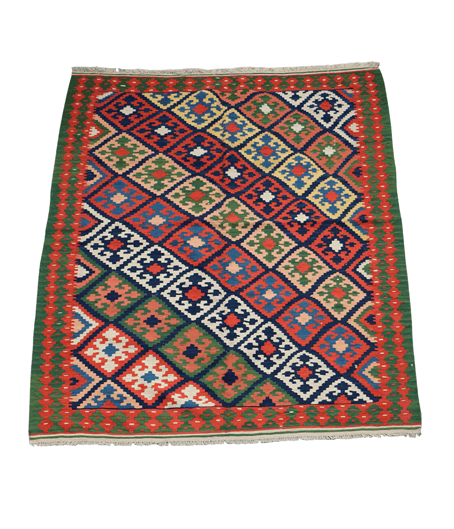 199x157 cm Persian Kilim Tribal Wool Rugs Handmade Multi-Coloured - Rugoutlet