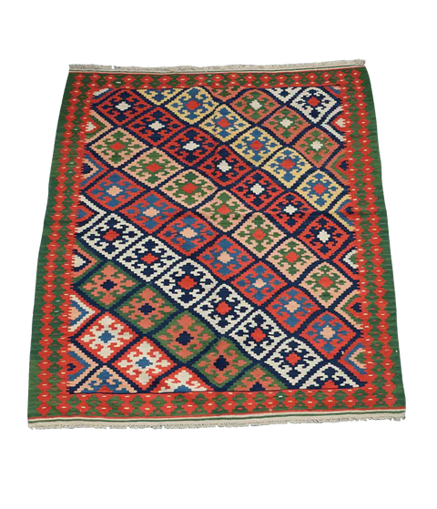 199x157 cm Persian Kilim Tribal Wool Rugs Handmade Multi-Coloured - Rugoutlet