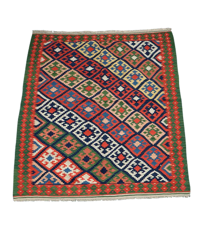 199x157 cm Persian Kilim Tribal Wool Rugs Handmade Multi-Coloured - Rugoutlet