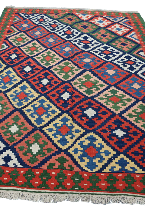 199x157 cm Persian Kilim Tribal Wool Rugs Handmade Multi-Coloured - Rugoutlet