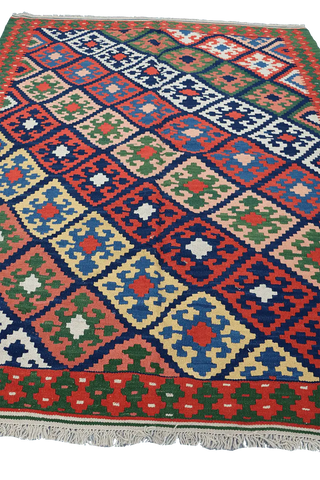 199x157 cm Persian Kilim Tribal Wool Rugs Handmade Multi-Coloured - Rugoutlet