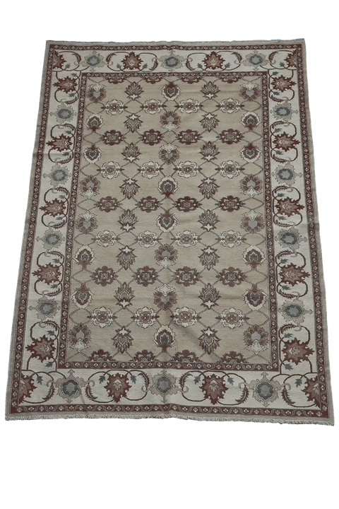 273x190 cm Fine Ziegler Kilim Sumak Tribal Wool Rug Handmade Grey - Rugoutlet