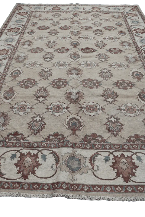 273x190 cm Fine Ziegler Kilim Sumak Tribal Wool Rug Handmade Grey - Rugoutlet