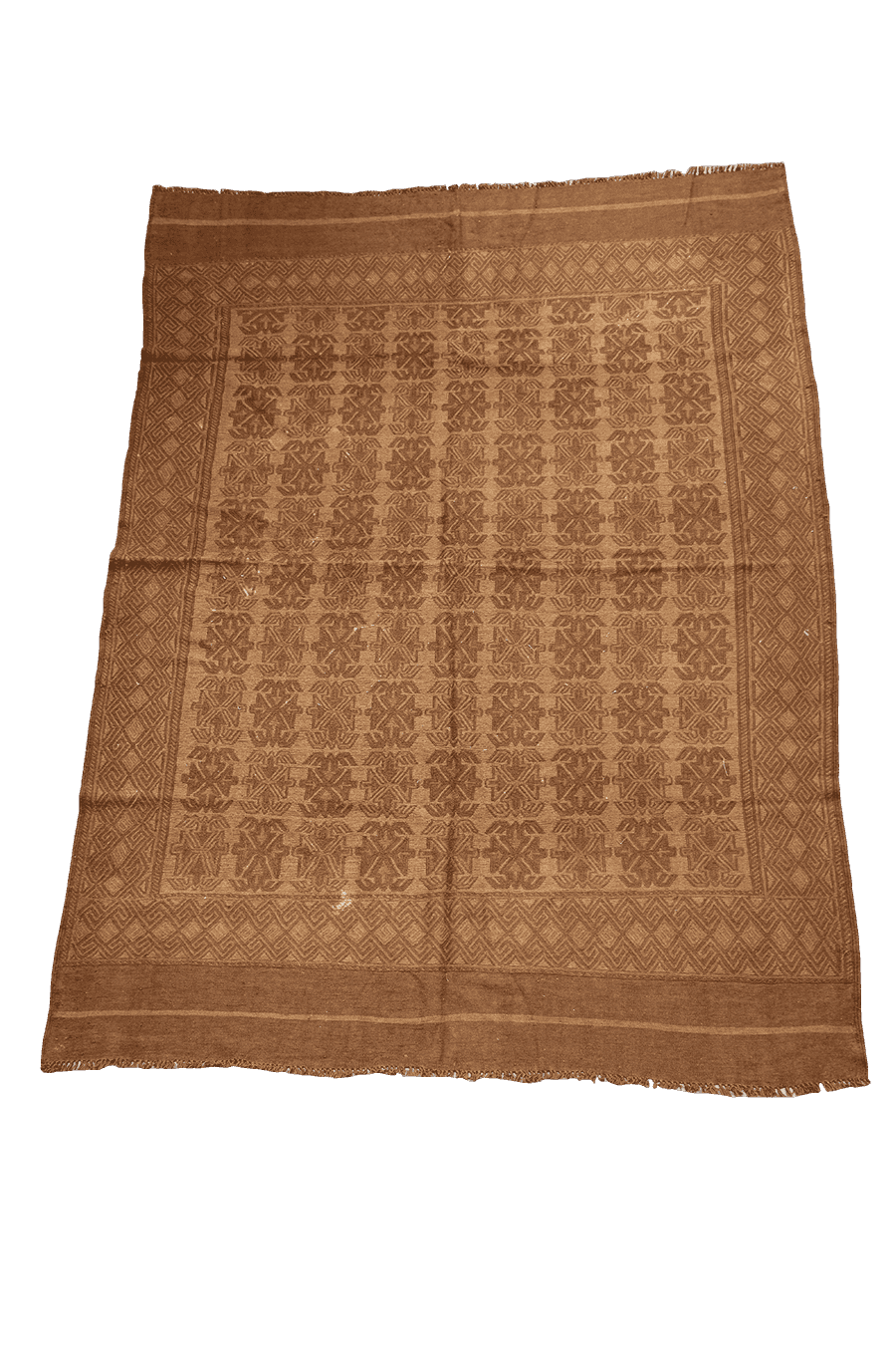 285x277 cm Sumak Kilim Tribal Wool Rug Handmade Brown - Rugoutlet