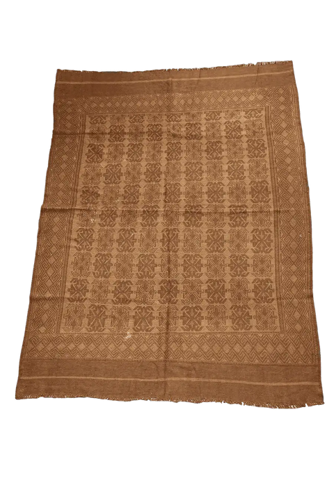 285x277 cm Sumak Kilim Tribal Wool Rug Handmade Brown - Rugoutlet