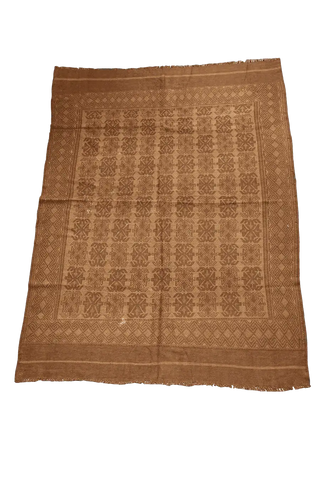 285x277 cm Sumak Kilim Tribal Wool Rug Handmade Brown - Rugoutlet