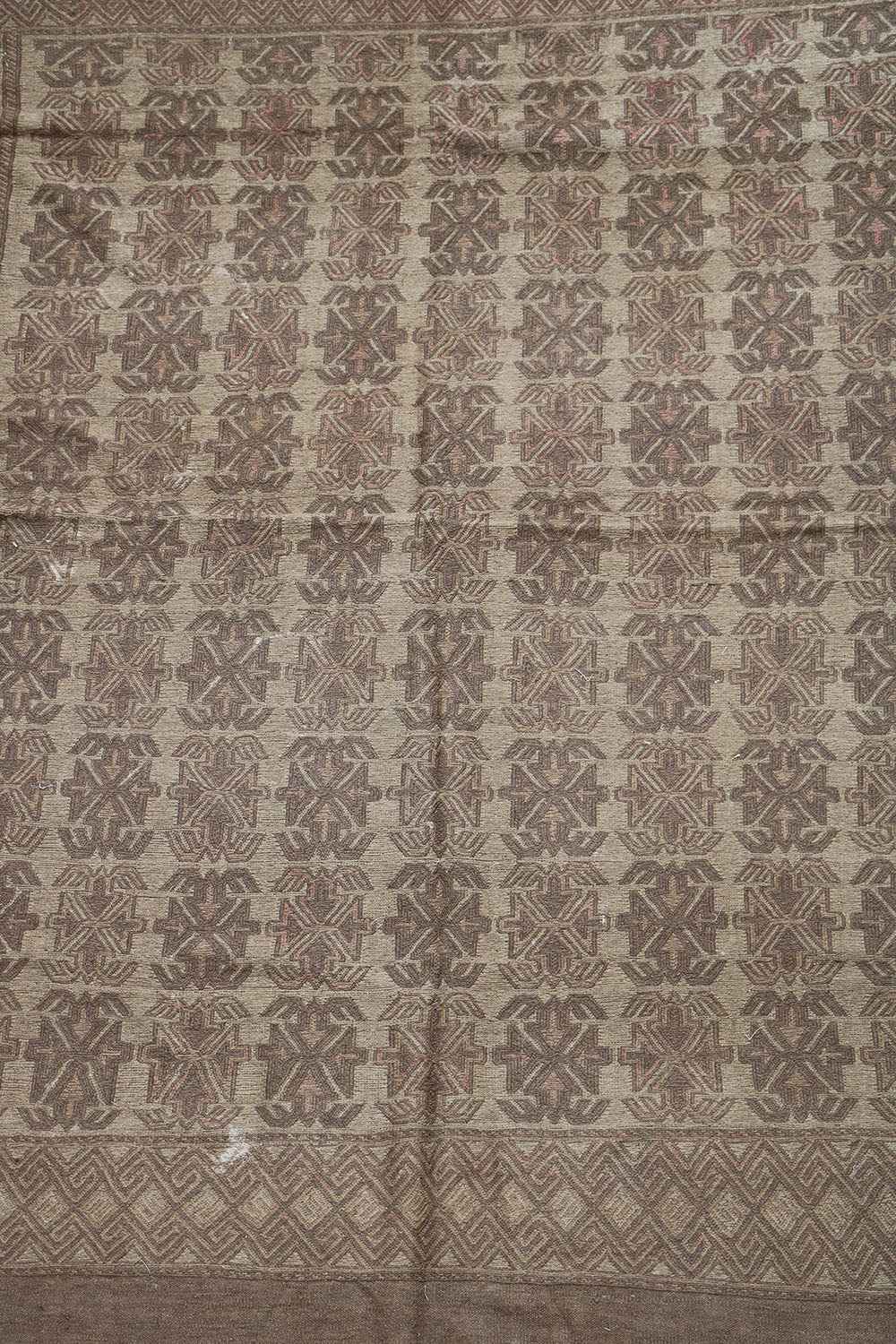 285x277 cm Sumak Kilim Tribal Wool Rug Handmade Brown - Rugoutlet